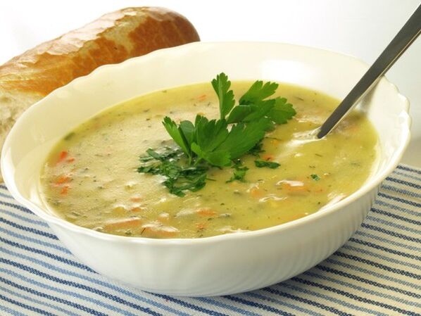 Vegetable puree soup with turnips on slimming drink diet menu